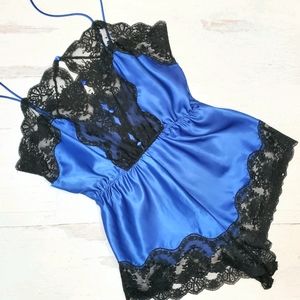 Vintage Barbizon Lingerie Lace Blue One Piece